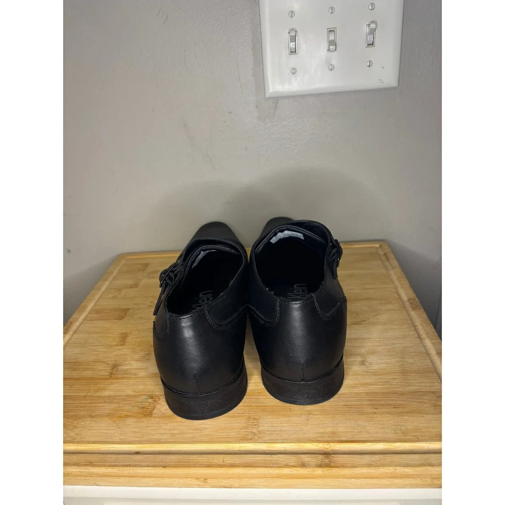 Calvin Klein Men Black Leather Allman Double Monk Strap Dress Shoes 10.5